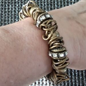 Lia Sophia Brass Bling Stretch Bracelet M/L